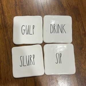 Set of 4 rae dunn coasters great condition